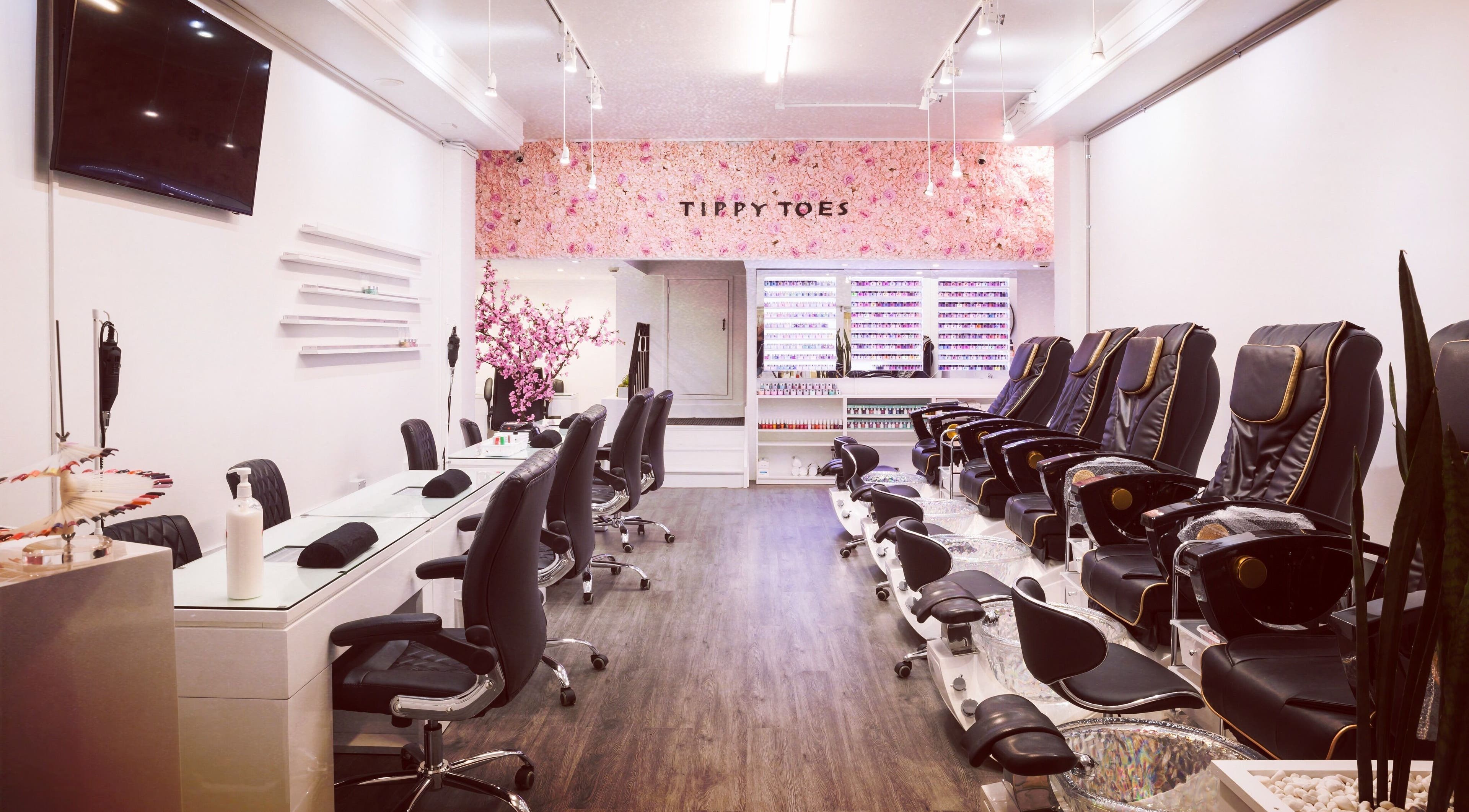 Tippy Toes Nail Salon in Lower Hutt, Wellington, NZ featuring plush pedicure chairs and chic nail stations.