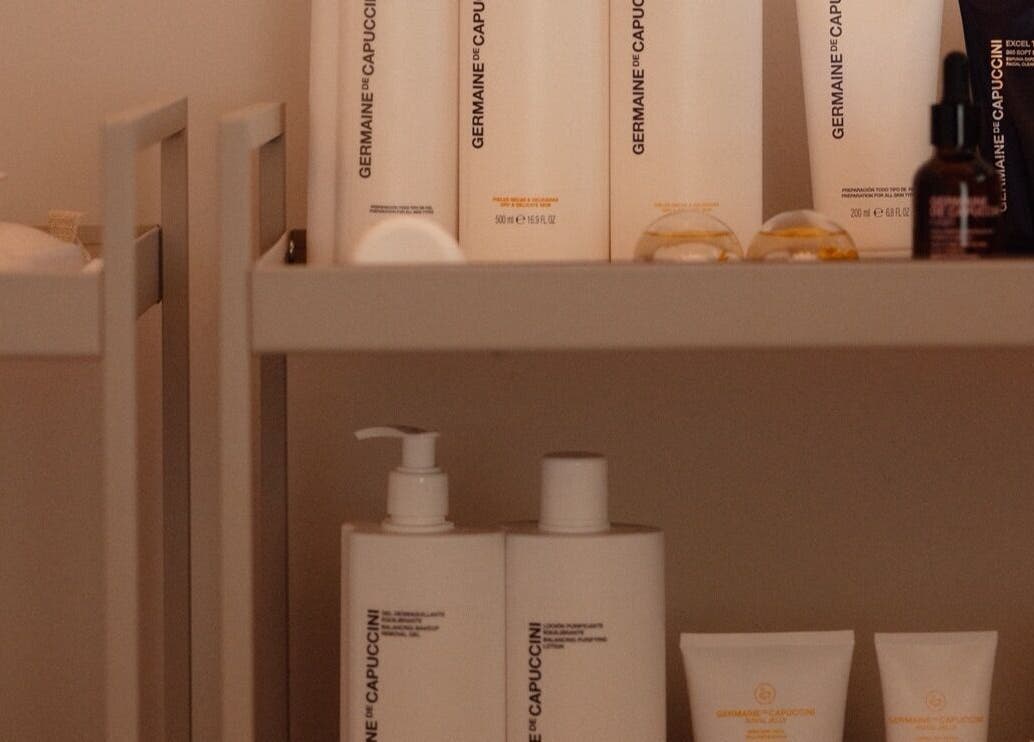 High-end skincare products at The Head Spa Retford LTD, Retford, England, GB in a sleek display.