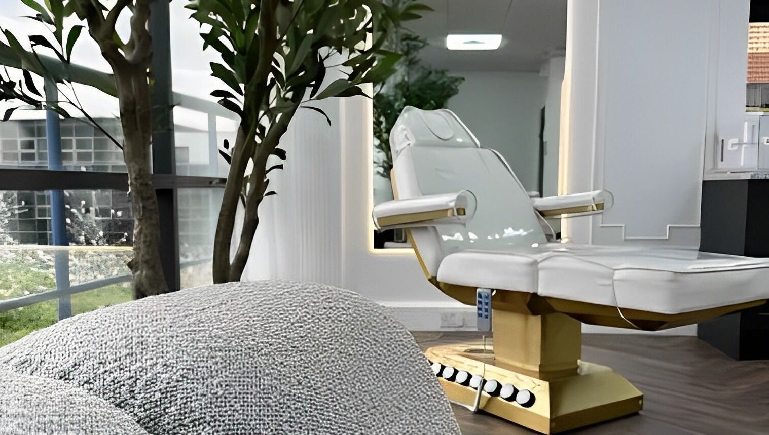 Elegant treatment chair at Georgie’s Aesthetics Milton Keynes, located in Milton Keynes, England, GB.