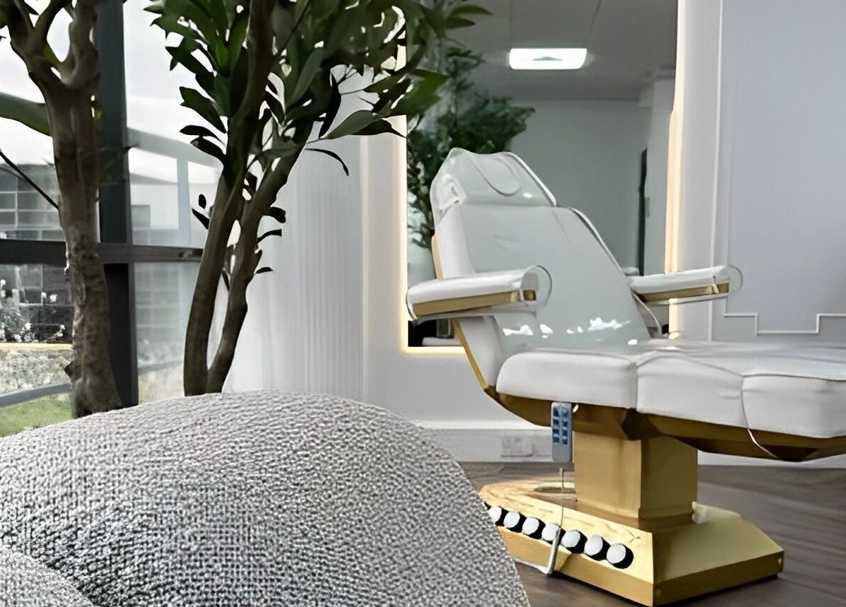 Elegant treatment chair at Georgie’s Aesthetics Milton Keynes, located in Milton Keynes, England, GB.