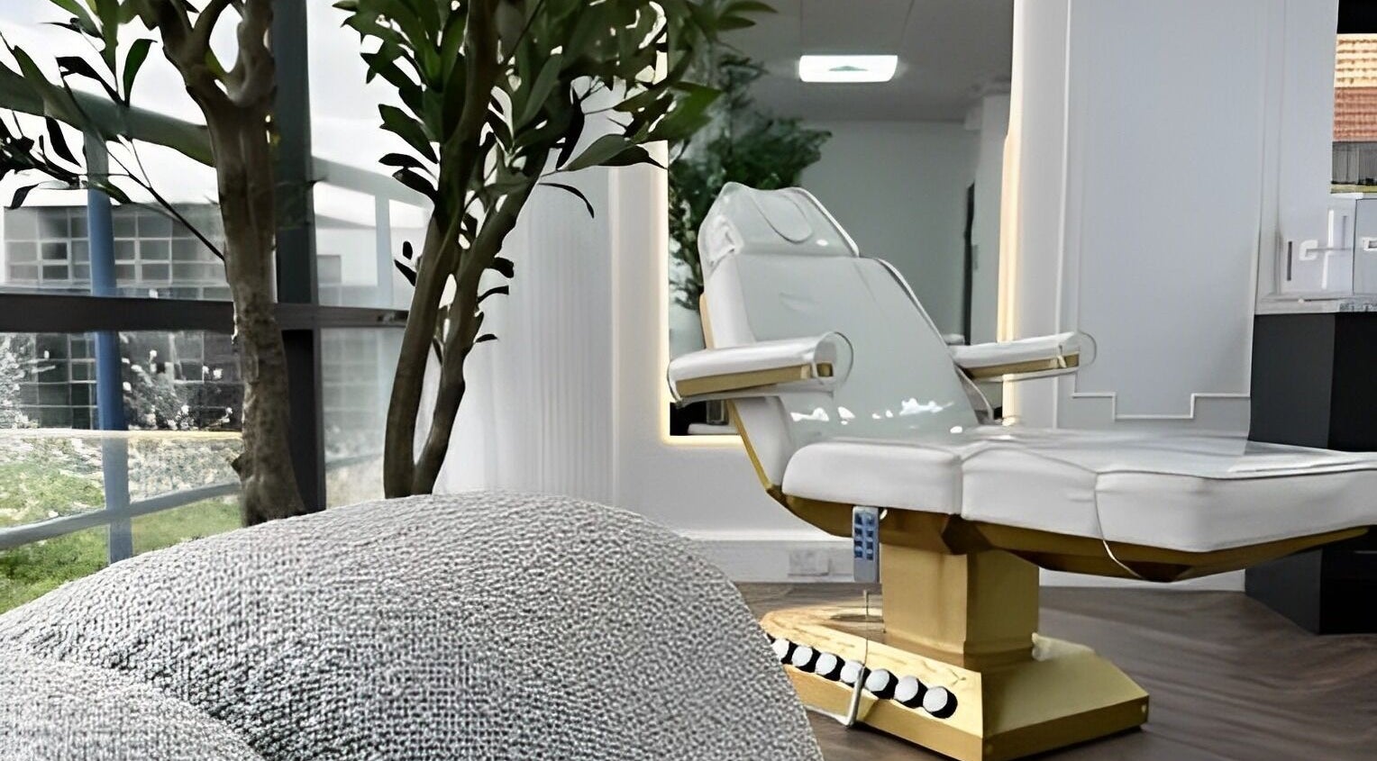 Elegant treatment chair at Georgie’s Aesthetics Milton Keynes, located in Milton Keynes, England, GB.