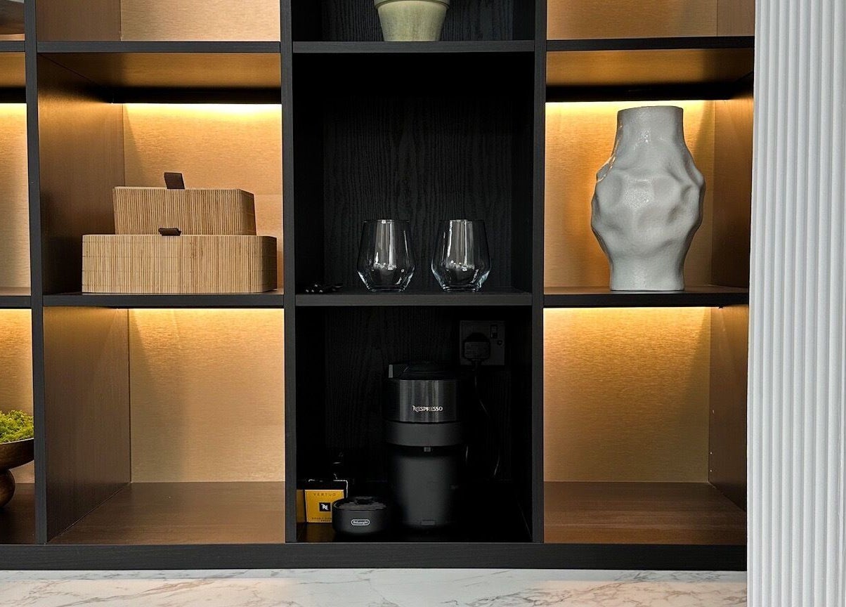 Elegant shelf with decor and lighting at Georgie’s Aesthetics Milton Keynes, Milton Keynes, England, GB.