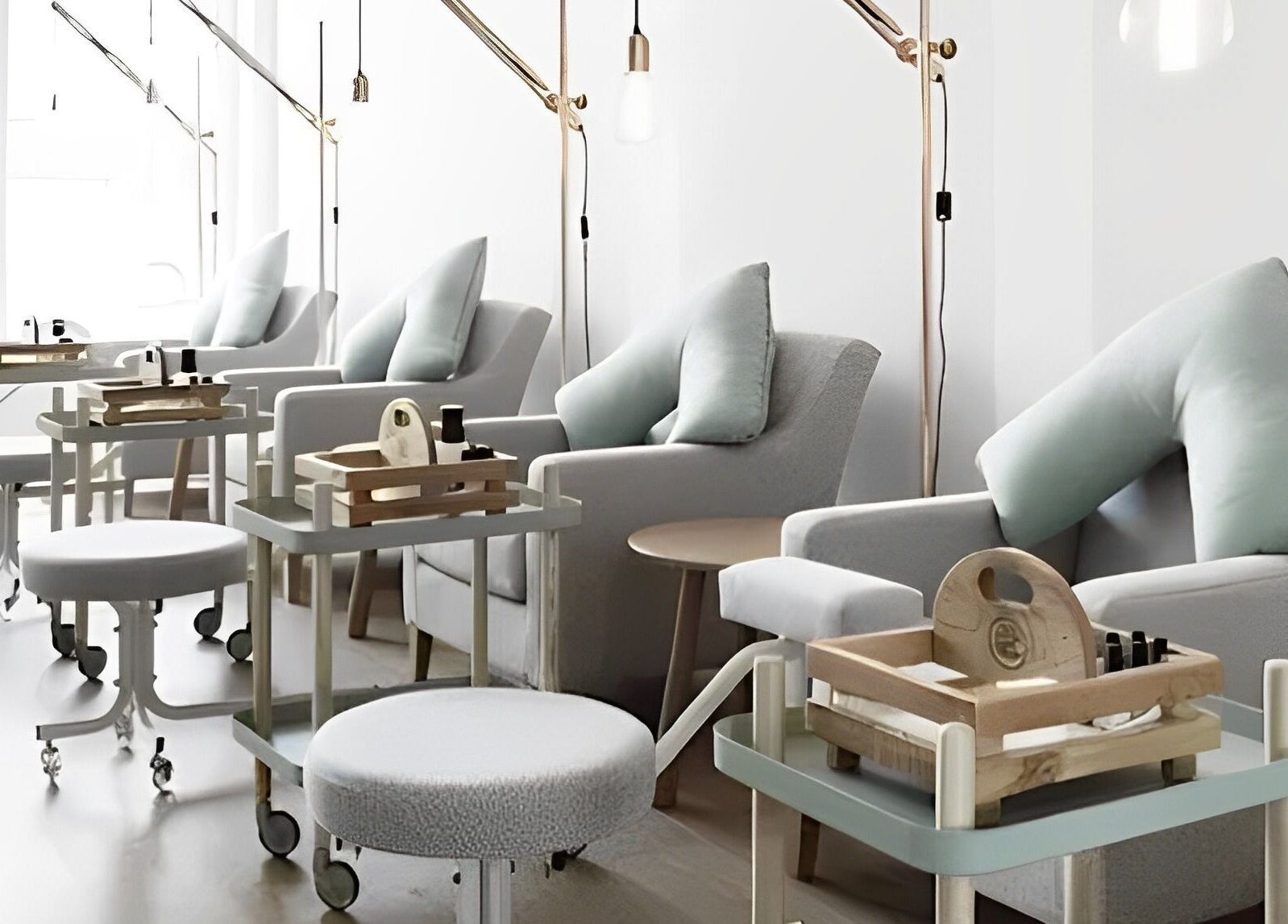 Modern spa seating area at Luxe Pacifique, Byron Bay, New South Wales, AU, featuring plush armchairs.