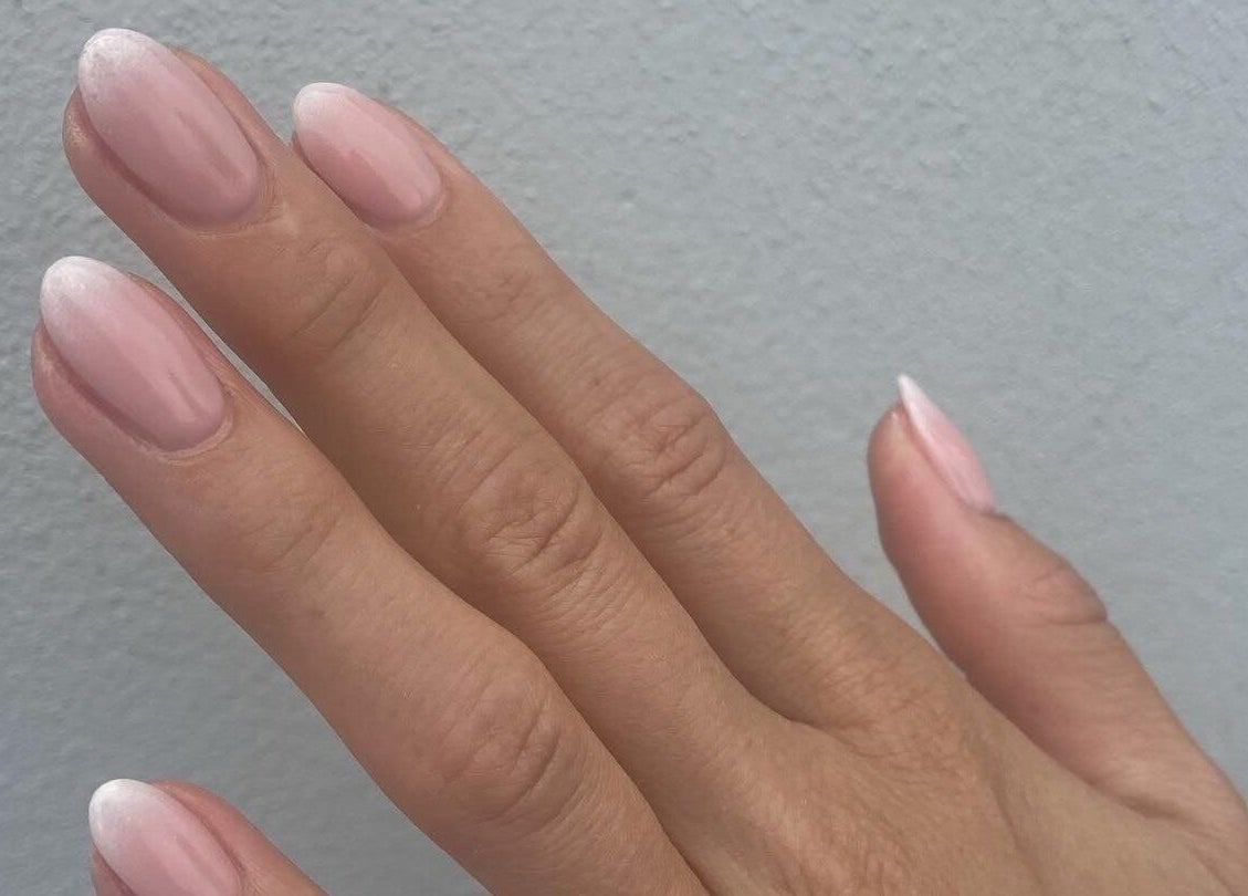 Close-up of elegant pastel nails at Mint Beauty, Coleraine, Northern Ireland, GB.