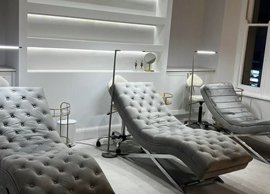 Luxurious lounge chairs at The Bella Lounge, Plymouth, England, GB, offering a tranquil and elegant ambiance.