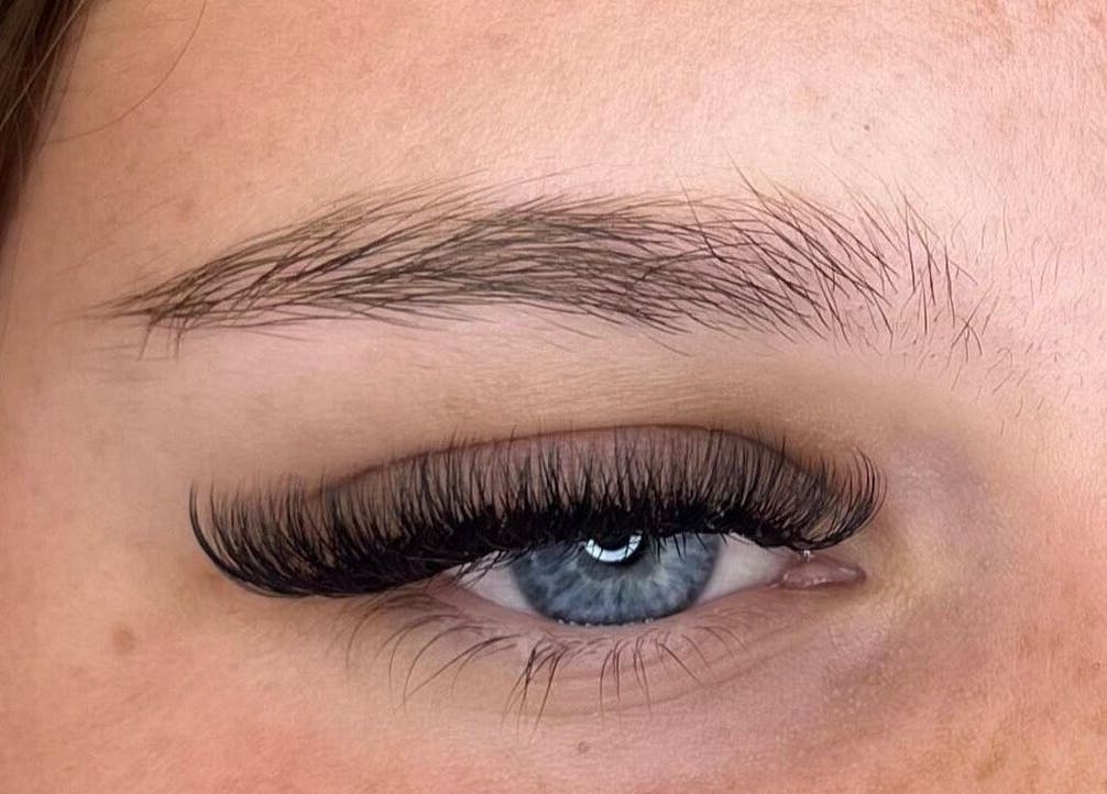 Close-up of eyelash extensions at The Bella Lounge, Plymouth, England, GB, showcasing beauty enhancements.