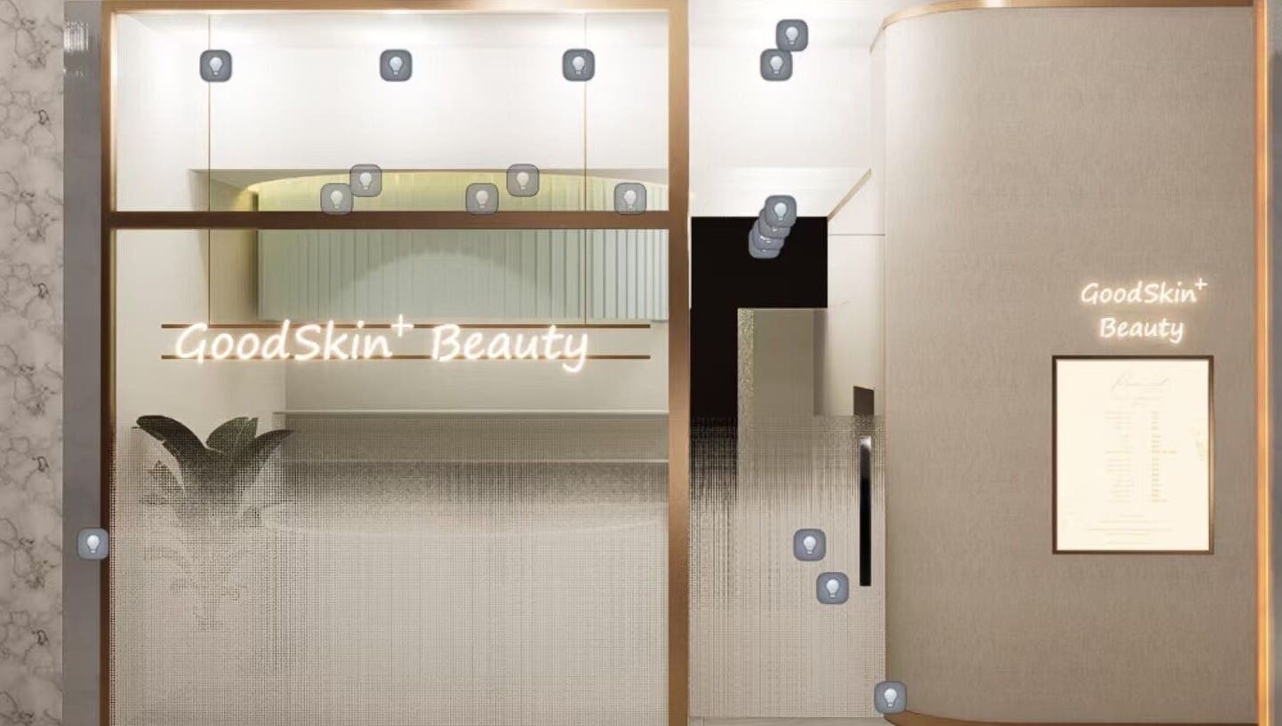 Front view of GoodSkin+ Beauty, a stylish venue in Brookvale, New South Wales, AU with illuminated signage.