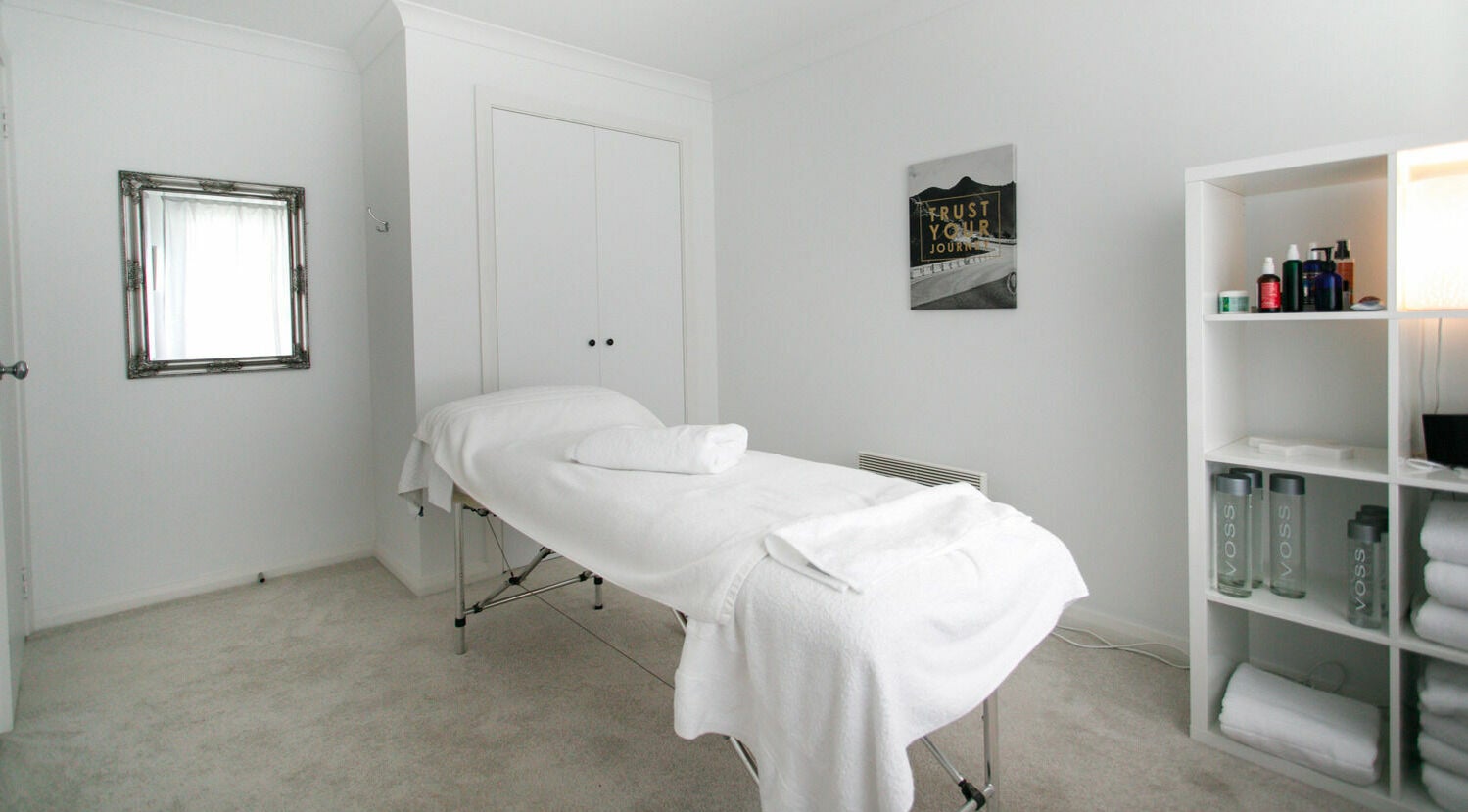 Tranquil massage room at Lauren Sprigg Remedial Massage, Spencer Park, Western Australia, AU.