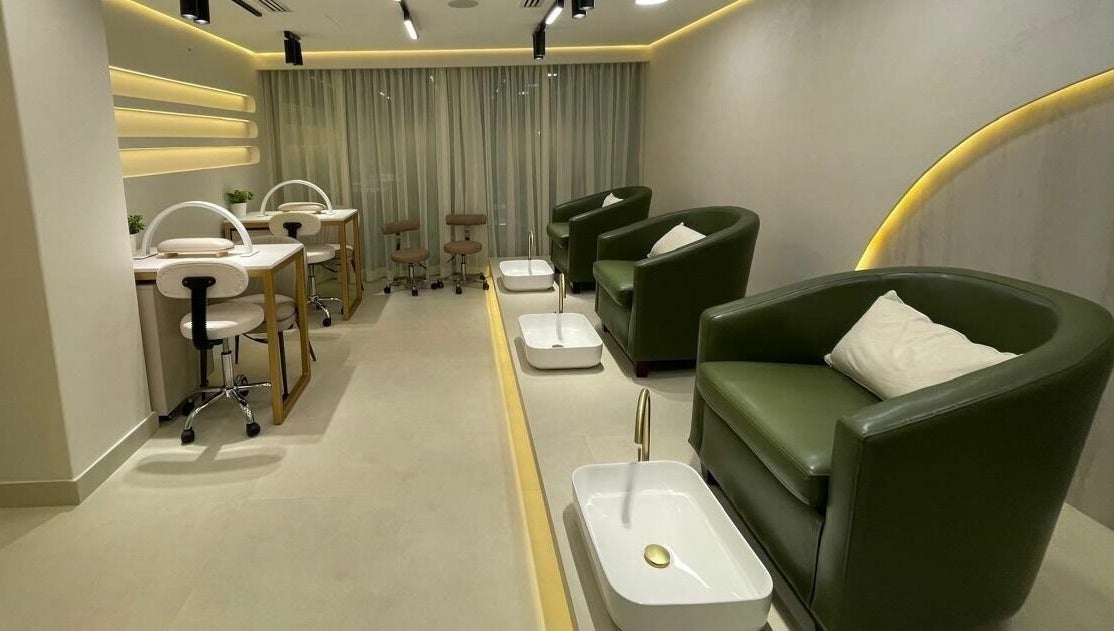Chic pedicure chairs and manicure stations at Sana Beauty Salon, Abu Dhabi, Abu Dhabi, AE.