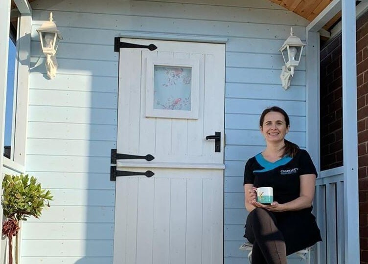 Essence Mind and Body therapist at cozy entrance, Leeds, England, GB.