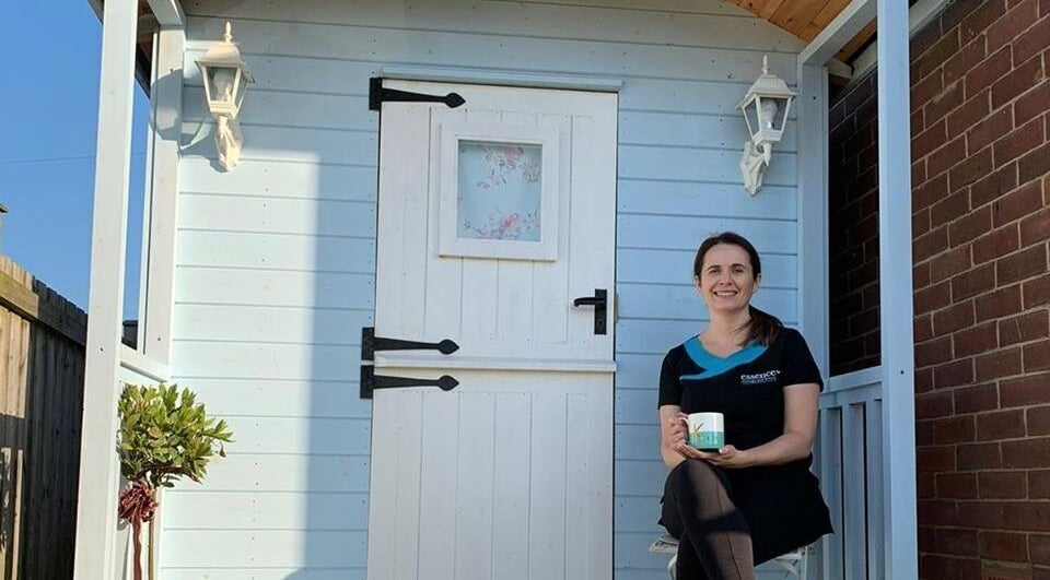 Essence Mind and Body therapist at cozy entrance, Leeds, England, GB.