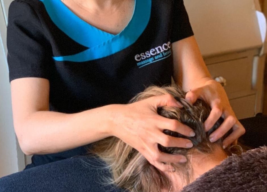 Head massage session at Essence Mind and Body in Leeds, England, GB, highlighting relaxation and wellness.