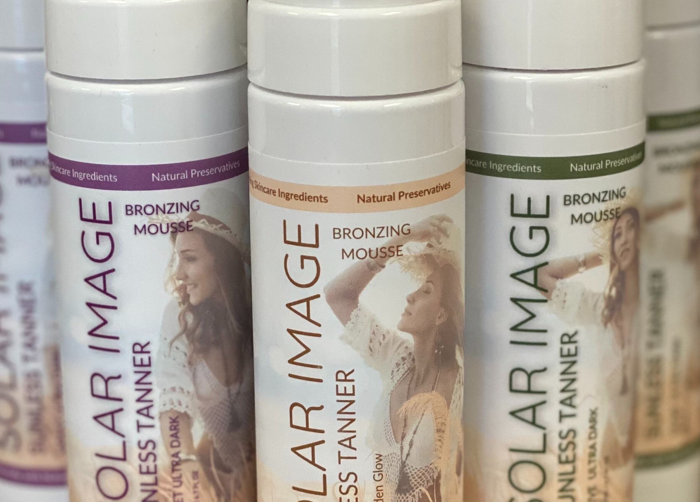 Solar Image bronzing mousse products at Lufkin, Texas, US. Enhance your natural glow with these tanning essentials.