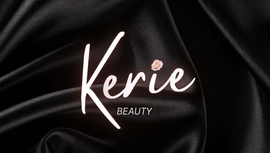 Kerie Beauty logo on smooth black silk background in Saint Asaph, Wales, GB.
