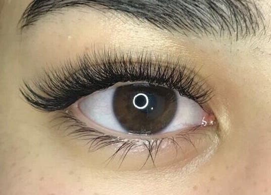 Closeup of professionally applied eyelash extensions at ALS Beauty in Cape Town, Western Cape, ZA.
