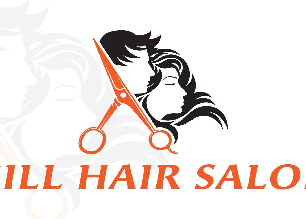 Logo of Gill Hair Salon, 9 Beaumaris, Brampton, featuring scissors and stylish profiles. Brampton, Ontario, CA.