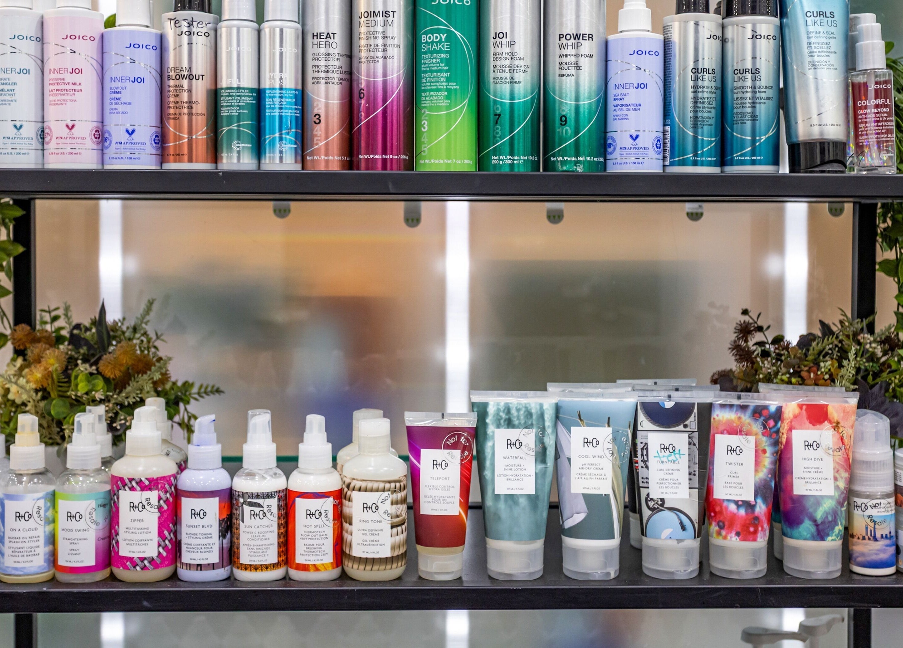 Magnifique Salon's premium haircare products on display in Springfield Central, Queensland, AU.