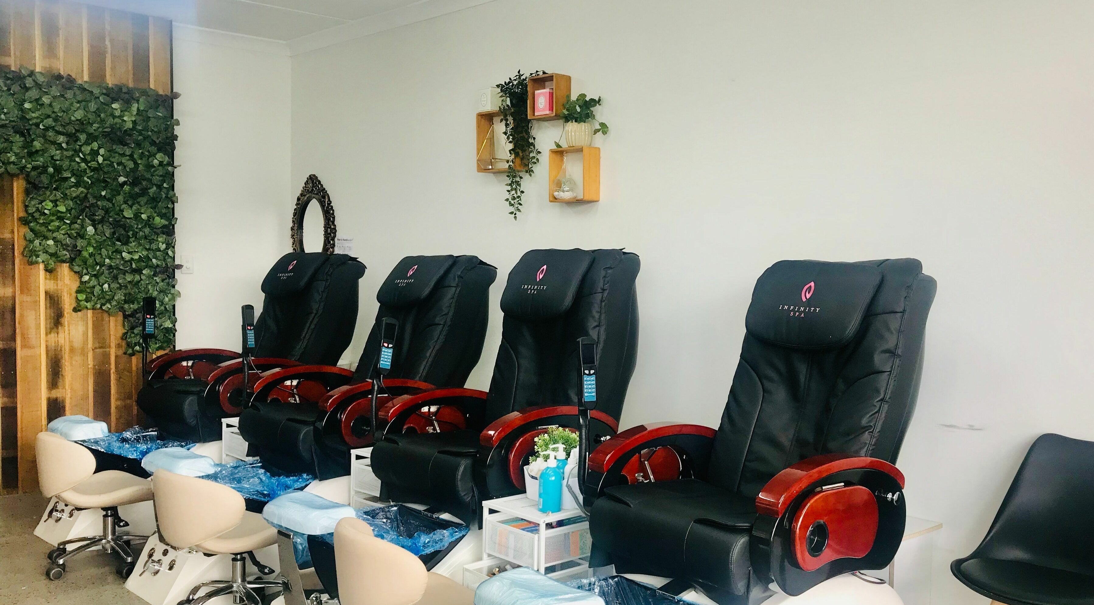 Spacious pedicure chairs at Native Body Bar, Rokeby, Tasmania, AU, offering a relaxing spa experience.