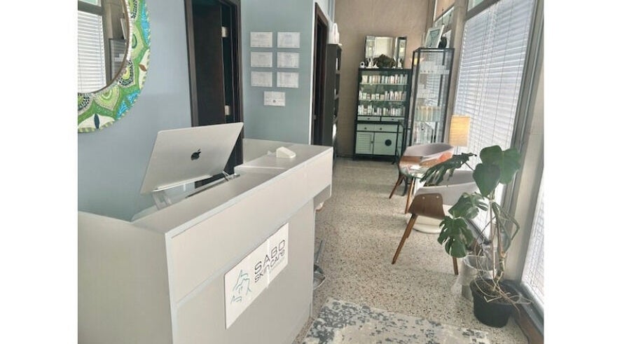 Reception area of Sabo Skin Care and Massage, PLC in Spring Lake, Michigan, US, featuring a serene setup.