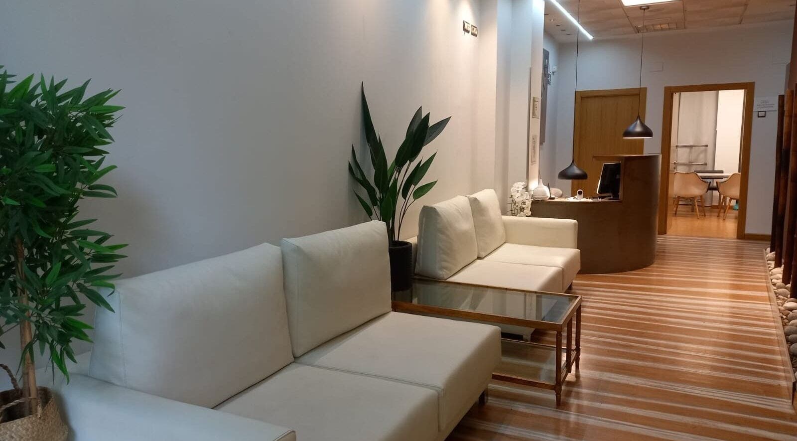 Zona de recepción moderna en WCL. Wellness Clinic León. Medicina Estética, León, Castilla y León, ES.