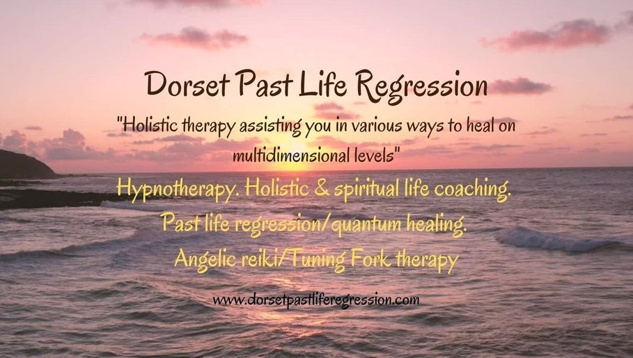 Dorset Past Life Regression & Holistic Therapy details over serene ocean sunset in Shaftesbury, England, GB.