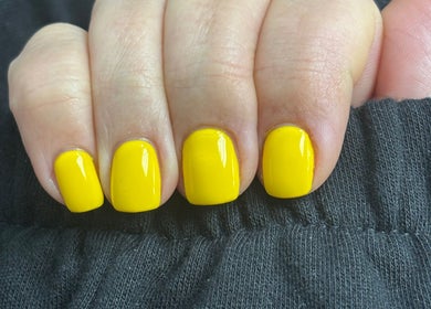 Bright yellow nails at Nails by Anjonet, George, Western Cape, ZA.