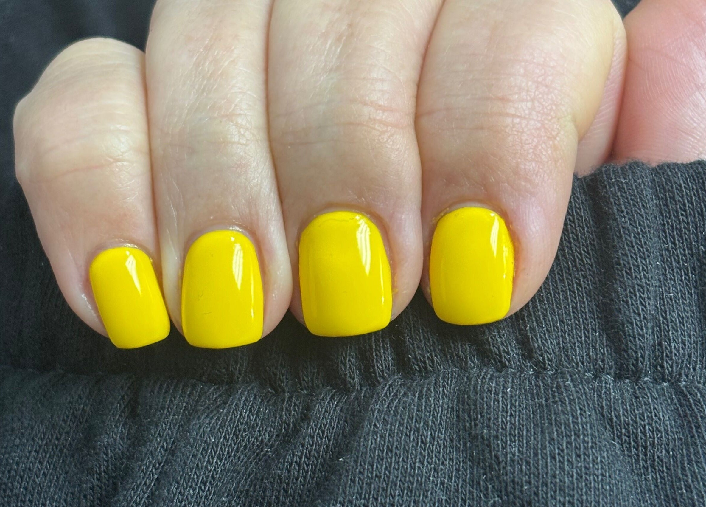 Bright yellow nails at Nails by Anjonet, George, Western Cape, ZA.