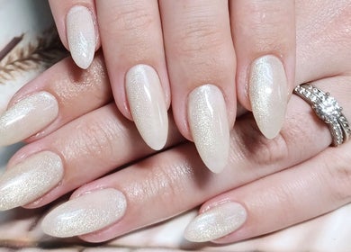 Elegant shimmering manicure at Beauty by Nadia, Pretoria, Gauteng, ZA showcases refined style.