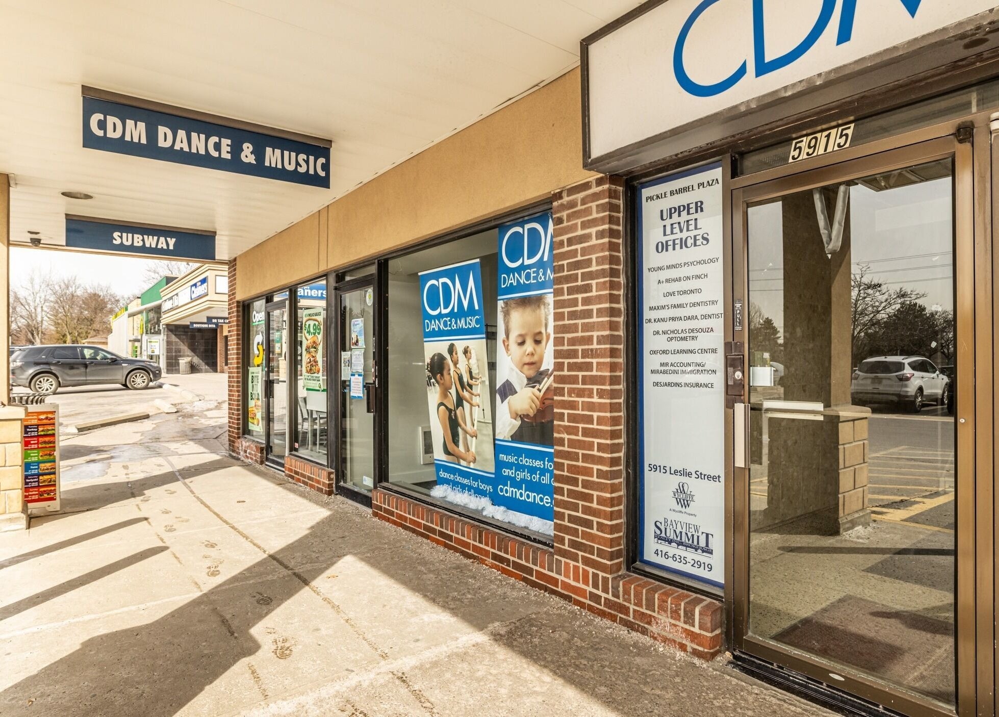 Entrance to A-Plus Rehab at 5915 Leslie Street, Toronto, Ontario, CA, showcasing modern and welcoming decor.