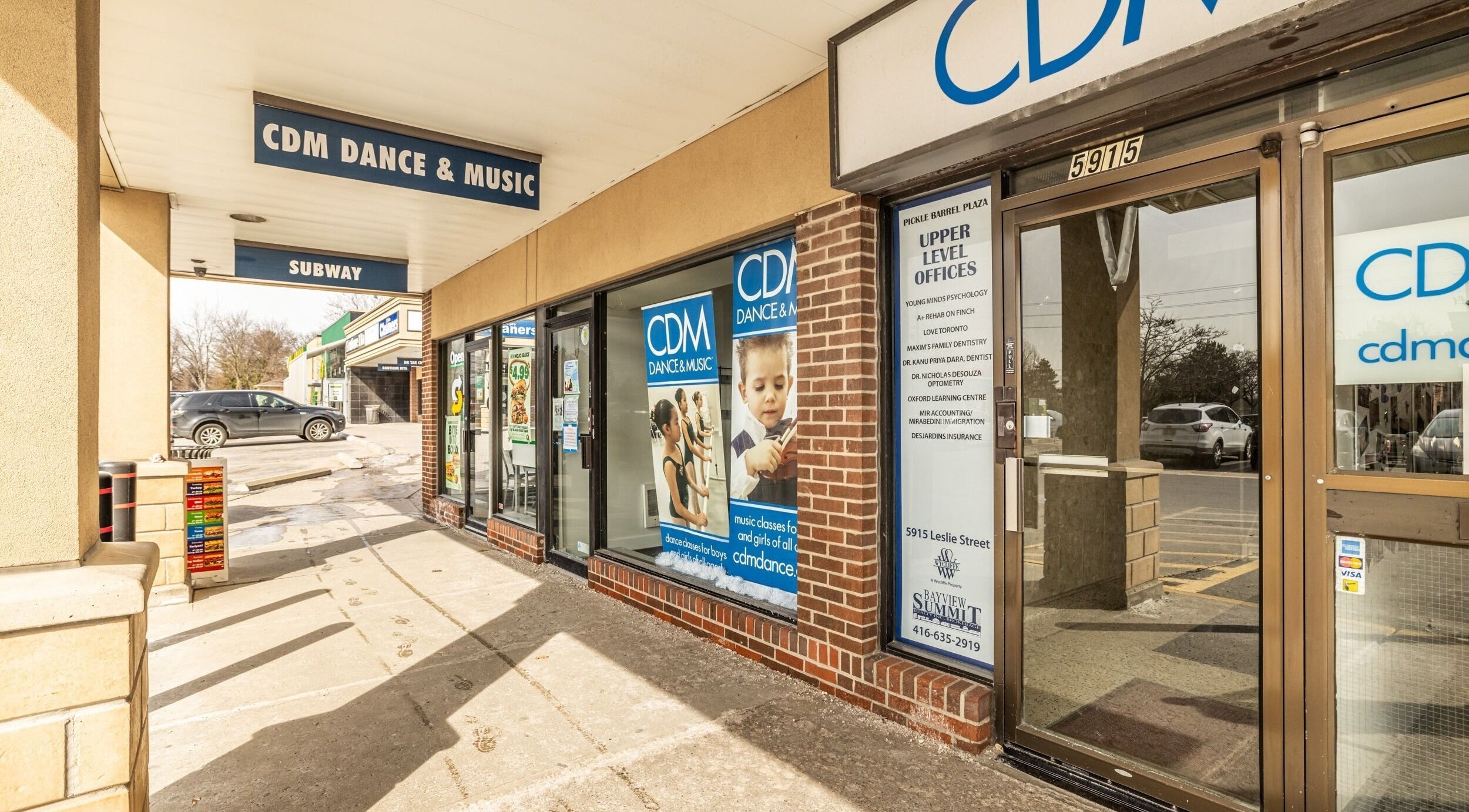 Entrance to A-Plus Rehab at 5915 Leslie Street, Toronto, Ontario, CA, showcasing modern and welcoming decor.