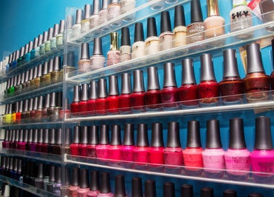 Vibrant nail polish display at Sole (Beauty for the Soul), Arouca, Tunapuna/Piarco Regional Corporation, TT.
