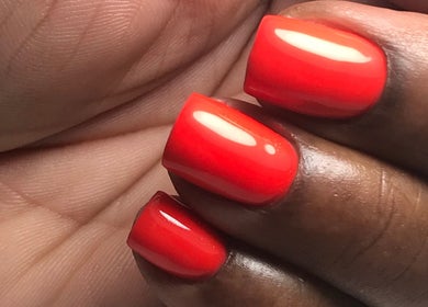 Bright red manicure at Sole (Beauty for the Soul), Arouca, Tunapuna/Piarco Regional Corporation, TT.