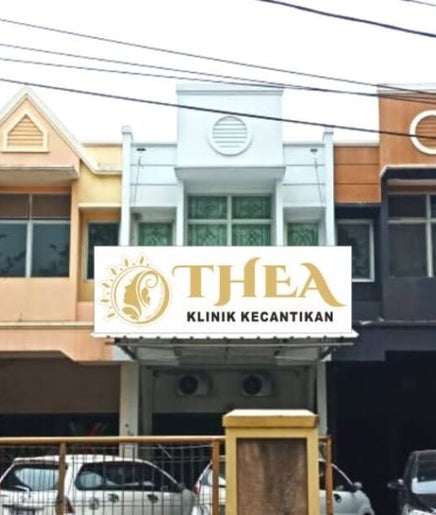 Front view of Klinik Kecantikan Thea in Bandar Lampung, Lampung, ID with signage and building exterior.