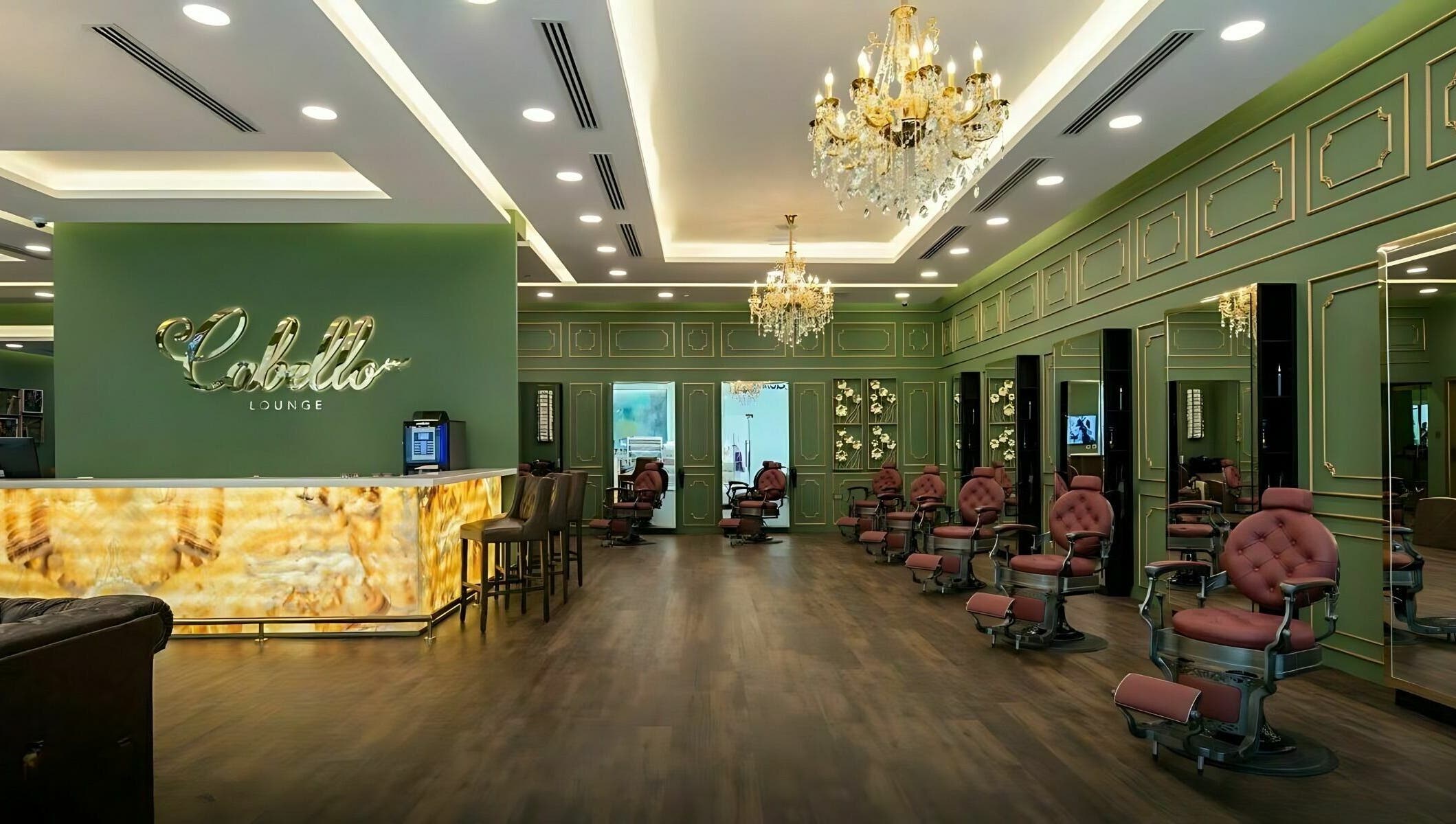 Luxurious interior of Cabello Lounge - Jumeirah Park in Dubai, Dubai, AE, showcasing a stylish salon setting.