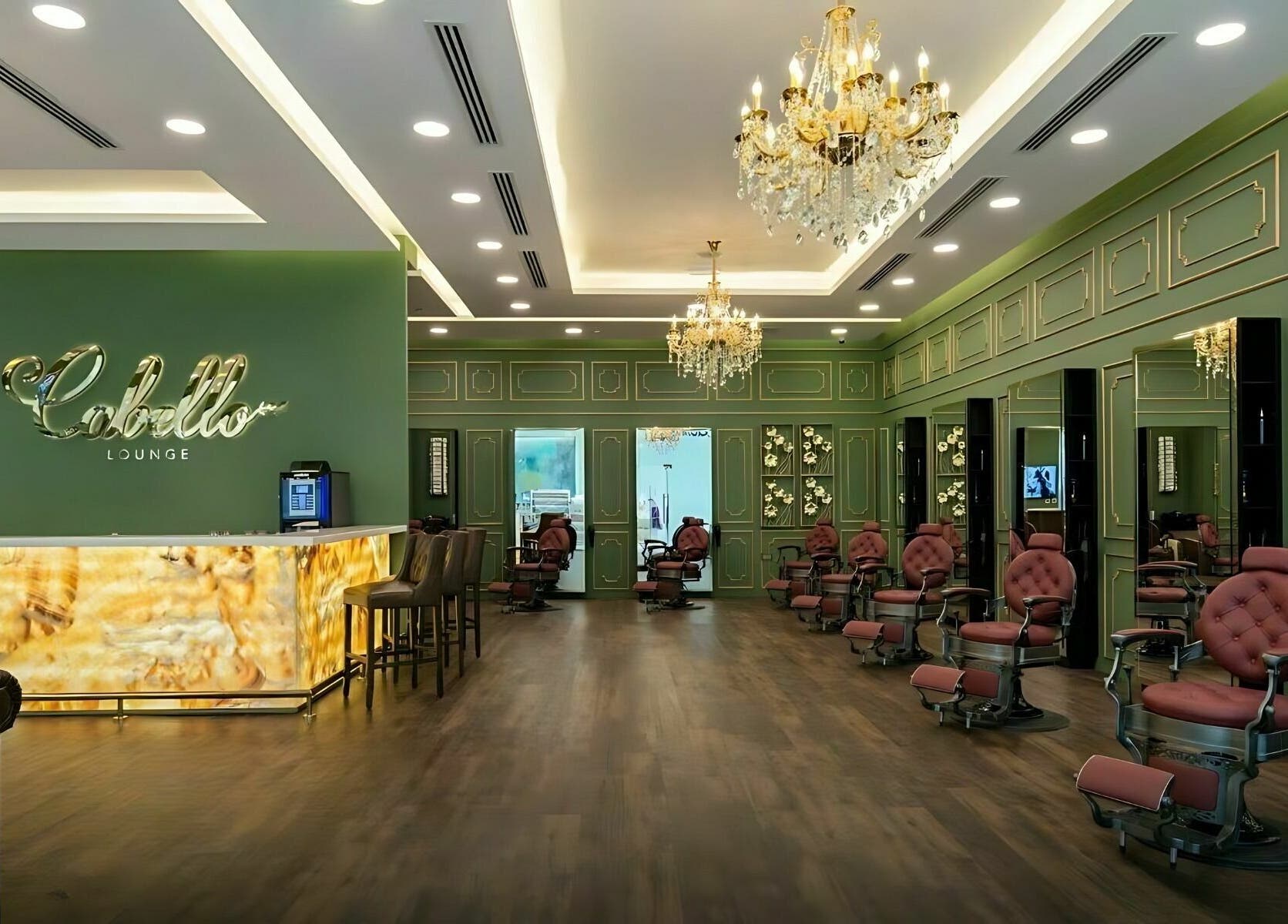 Luxurious interior of Cabello Lounge - Jumeirah Park in Dubai, Dubai, AE, showcasing a stylish salon setting.