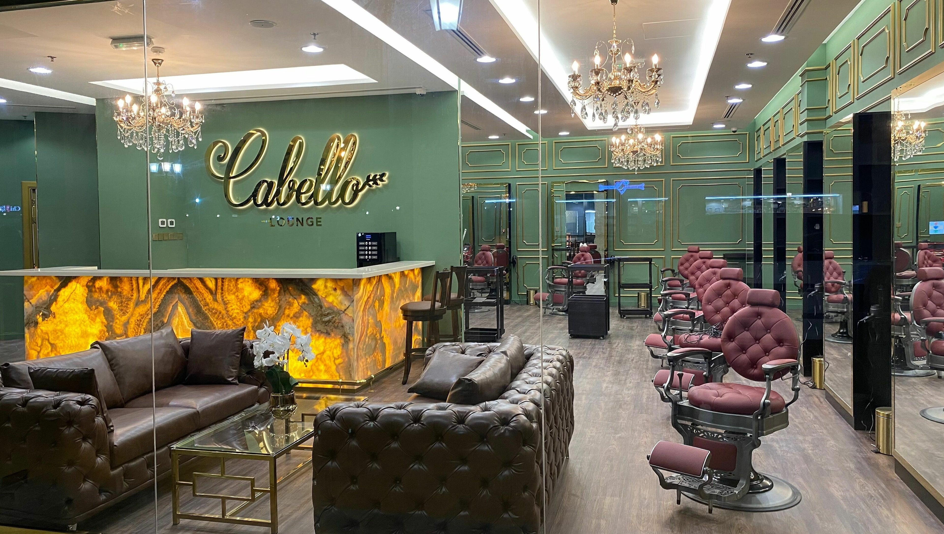 Interior of Cabello Lounge - Uptown Mirdif in Dubai, showcasing elegant decor and styling chairs.