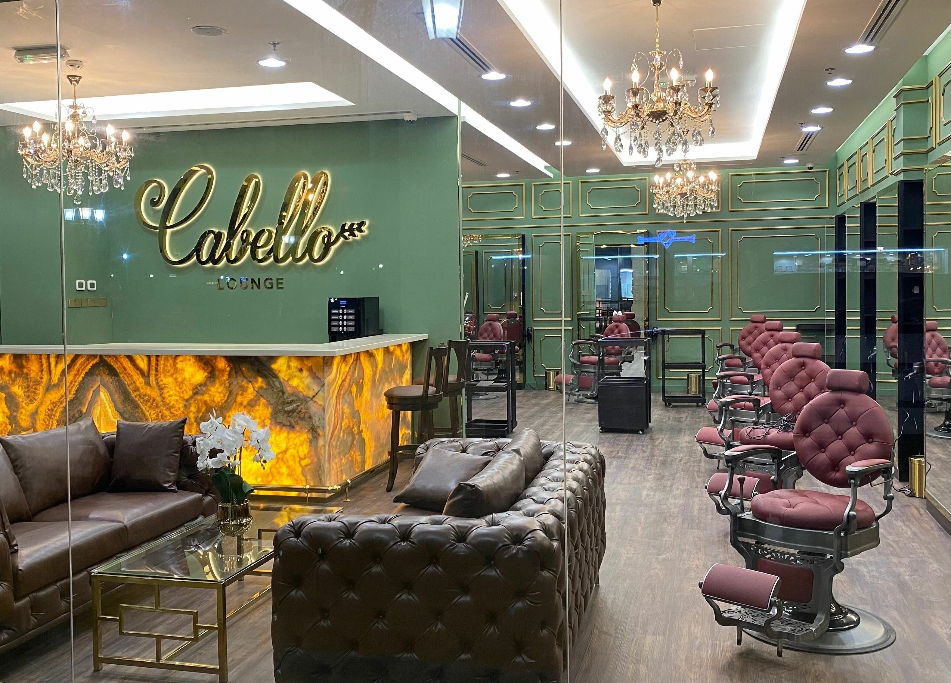 Interior of Cabello Lounge - Uptown Mirdif in Dubai, showcasing elegant decor and styling chairs.