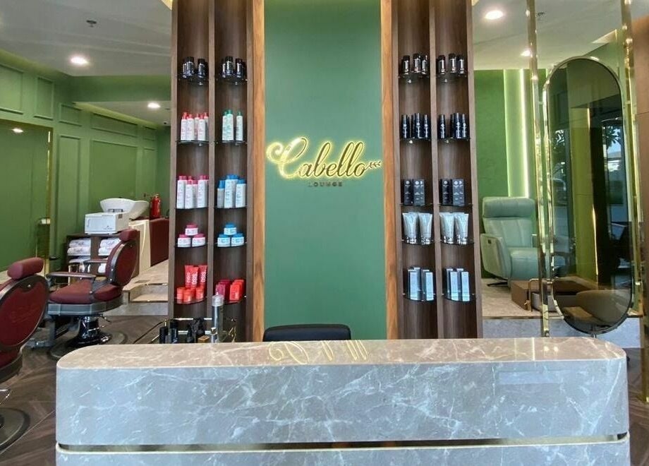 Sophisticated interior of Cabello Lounge - Downtown Dubai, featuring elegant salon chairs and modern decor, Dubai, AE.