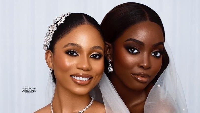 Two elegant brides with flawless makeup by Flawless Face by Jane, Lagos, Lagos, NG.