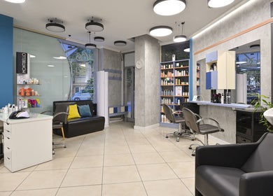 Modern interior of Varna Beauty Studio, Варна, Варна, BG, with salon stations and product shelves.