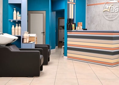 Modern reception area in Varna Beauty Studio, Варна, Варна, BG with sleek design and hair wash station.