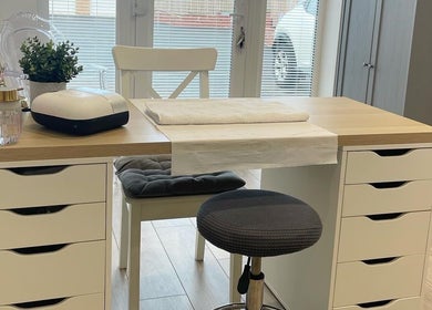 Bella Vida Beauty Rooms nail station with tools in Ingleby Barwick, England, GB.