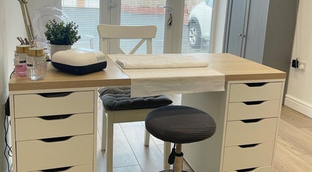 Bella Vida Beauty Rooms nail station with tools in Ingleby Barwick, England, GB.