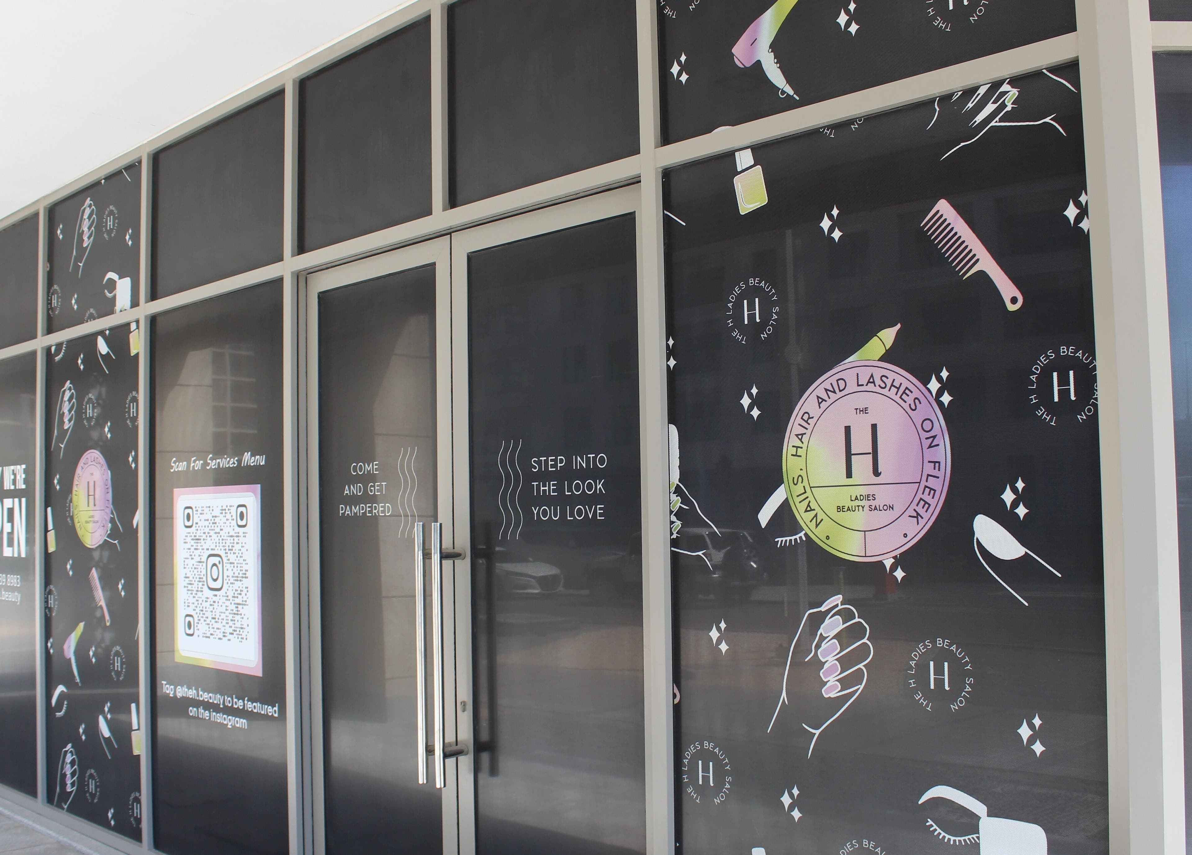 The H Ladies Beauty Salon - L.L.C - O.P.C storefront in Abu Dhabi, offering beauty services.