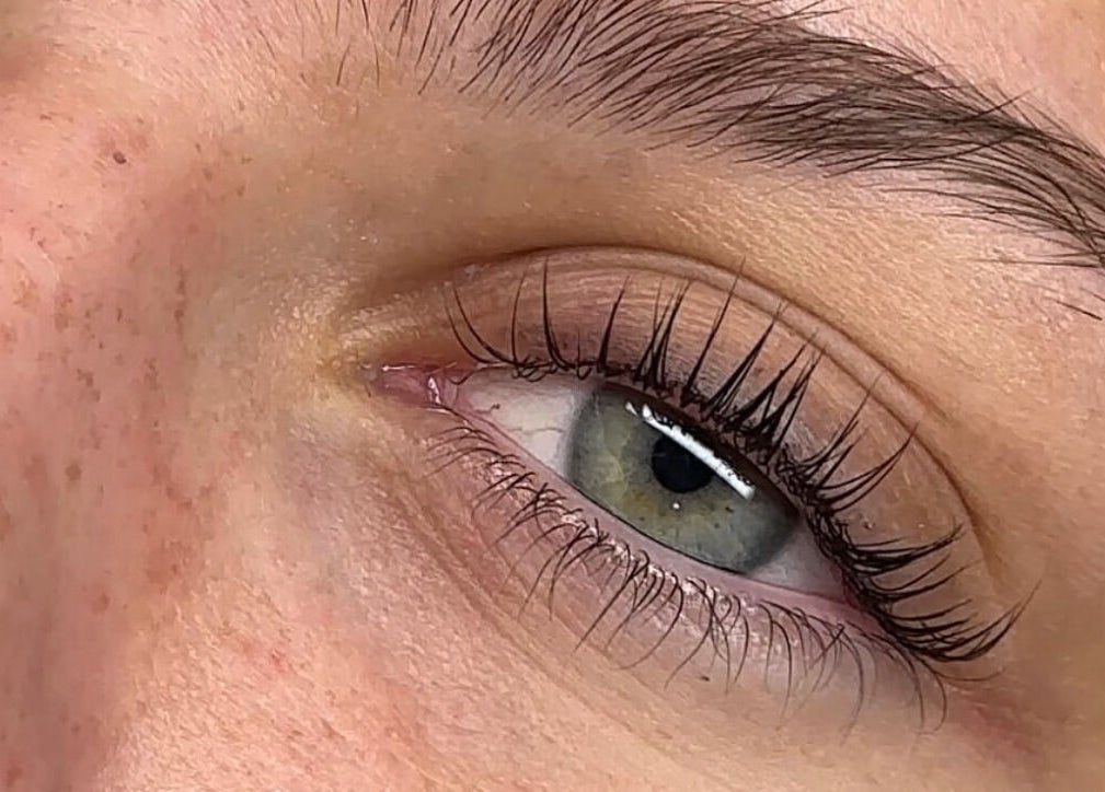 Close-up of beautifully enhanced eyelashes at Diamond Artistry, Halfway, England, GB.