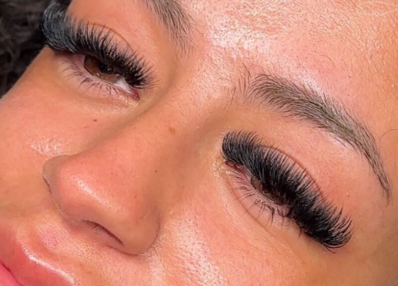 Close-up of expertly applied lashes at Diamond Artistry, Halfway, England, GB.
