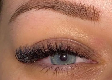 Close-up of elegant eyelash extensions at Fairytale Lashes and Beauty, Rayleigh, England, GB.