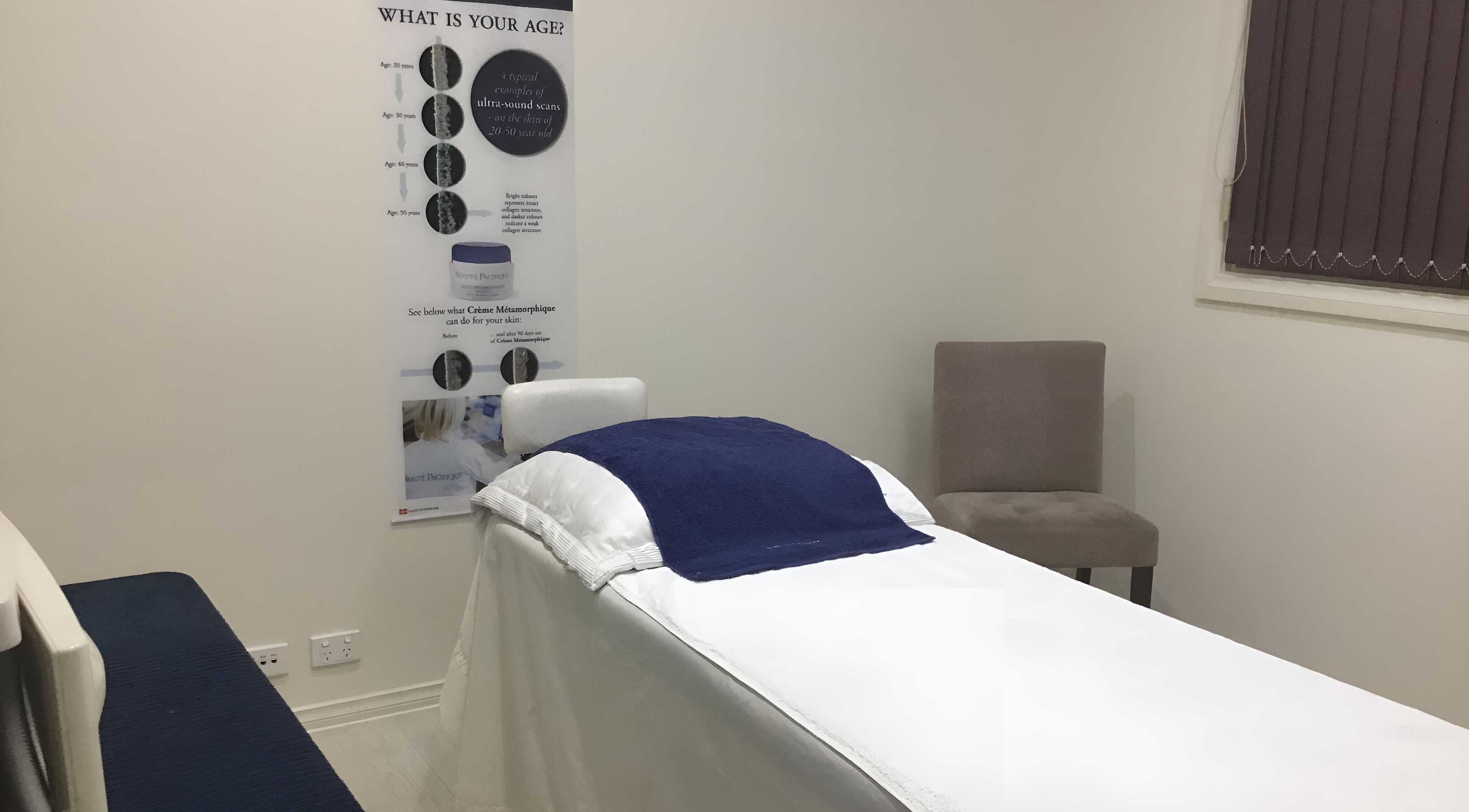 Elegant treatment room at Skin Cosmetic Clinic Renmark SA, Renmark, South Australia, AU, featuring a plush bed.