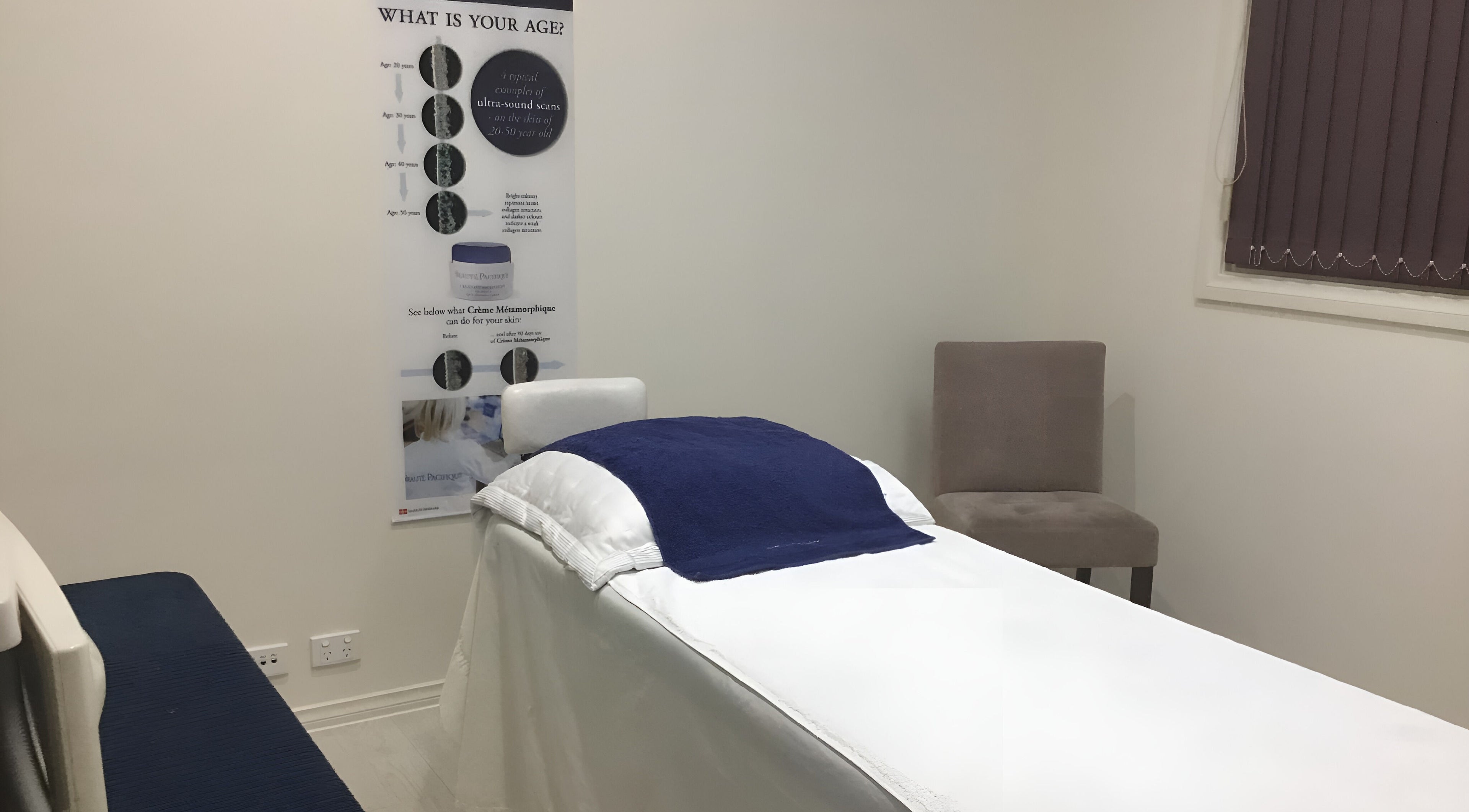 Elegant treatment room at Skin Cosmetic Clinic Renmark SA, Renmark, South Australia, AU, featuring a plush bed.