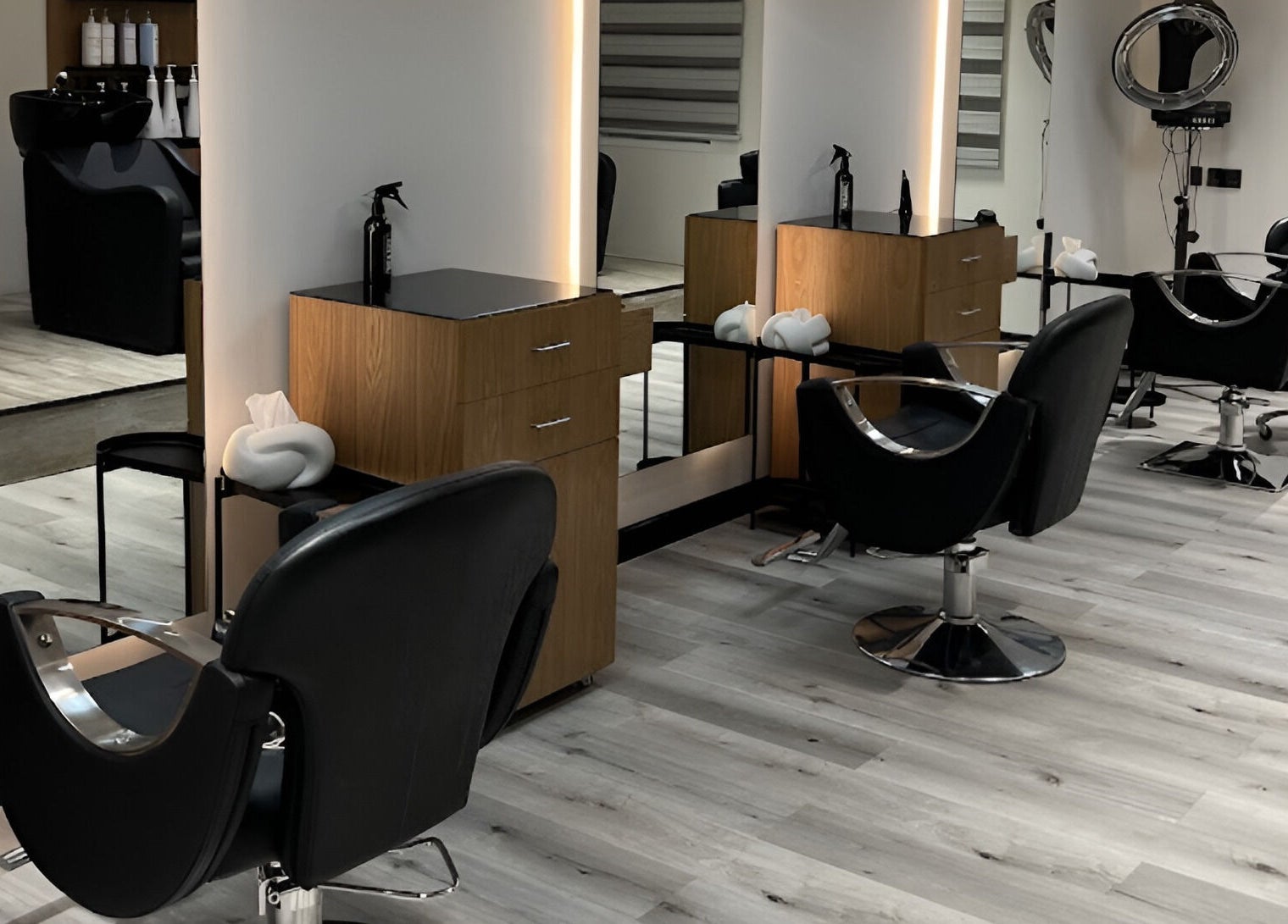 Modern salon chairs at ZK Beauty & Spa, Muscat, Muscat Governorate, OM.